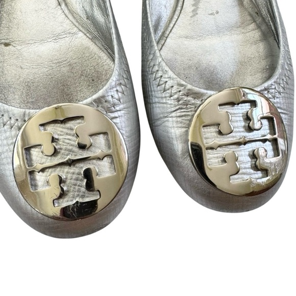 Tory Burch Leather Silver Metallic Ballet Flat Size 6.5 - Picture 11 of 13